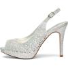 DREAM PAIRS Women’s High Heels Platform Dress Rhinestones Peep Toe Pumps Shoes(Silver/Glitter)