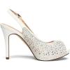 DREAM PAIRS Women’s High Heels Platform Dress Rhinestones Peep Toe Pumps Shoes(White/Glitter)