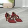 DREAM PAIRS Women’s High Heels Pumps Dress Closed Pointed Toe Comfortable D’Orsay Pumps Shoes for Work Office Wedding Dancing Charmane(Red-pu)