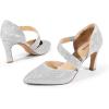 DREAM PAIRS Women’s High Heels Pumps Dress Closed Pointed Toe Comfortable D’Orsay Pumps Shoes for Work Office Wedding Dancing Charmane(Silver-glitter)