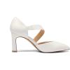 DREAM PAIRS Women’s High Heels Pumps Dress Closed Pointed Toe Comfortable D’Orsay Pumps Shoes for Work Office Wedding Dancing Charmane(White-pu)
