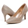 DREAM PAIRS Women’s High Stiletto Heels Closed Pointed Toe Dress Pumps Shoes for Wedding Work Office Business, 3 Inches(Gold/Glitter)