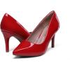 DREAM PAIRS Women’s High Stiletto Heels Closed Pointed Toe Dress Pumps Shoes for Wedding Work Office Business, 3 Inches(Red/Pat)