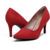 DREAM PAIRS Women’s High Stiletto Heels Closed Pointed Toe Dress Pumps Shoes for Wedding Work Office Business, 3 Inches(Red/Suede)