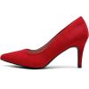 DREAM PAIRS Women’s High Stiletto Heels Closed Pointed Toe Dress Pumps Shoes for Wedding Work Office Business, 3 Inches(Red/Suede)