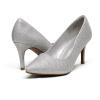 DREAM PAIRS Women’s High Stiletto Heels Closed Pointed Toe Dress Pumps Shoes for Wedding Work Office Business, 3 Inches(Silver/Glitter)