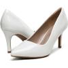 DREAM PAIRS Women’s High Stiletto Heels Closed Pointed Toe Dress Pumps Shoes for Wedding Work Office Business, 3 Inches(White/Pat)