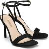 DREAM PAIRS Women’s High Stilettos Open Square Toe Ankle Strap Heels Sexy Comfort Strappy Dress Shoes Wedding Bridal Pumps Sandals(Black-suede)