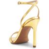 DREAM PAIRS Women’s High Stilettos Open Square Toe Ankle Strap Heels Sexy Comfort Strappy Dress Shoes Wedding Bridal Pumps Sandals(Gold-pat)