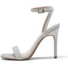 DREAM PAIRS Women’s High Stilettos Open Square Toe Ankle Strap Heels Sexy Comfort Strappy Dress Shoes Wedding Bridal Pumps Sandals(Silver)