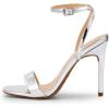 DREAM PAIRS Women’s High Stilettos Open Square Toe Ankle Strap Heels Sexy Comfort Strappy Dress Shoes Wedding Bridal Pumps Sandals(Silver-pat)