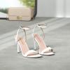 DREAM PAIRS Women’s High Stilettos Open Square Toe Ankle Strap Heels Sexy Comfort Strappy Dress Shoes Wedding Bridal Pumps Sandals(White)