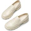 DREAM PAIRS Womens Loafers, Lug Sole Slip On Platform Chunky Penny Loafers for Women Dressy and Work, Business Casual Shoes for Women(Beige-pat)