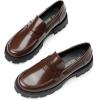 DREAM PAIRS Womens Loafers, Lug Sole Slip On Platform Chunky Penny Loafers for Women Dressy and Work, Business Casual Shoes for Women(Brown-pat)