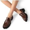 DREAM PAIRS Womens Loafers, Lug Sole Slip On Platform Chunky Penny Loafers for Women Dressy and Work, Business Casual Shoes for Women(Brown-pat)