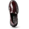 DREAM PAIRS Womens Loafers, Lug Sole Slip On Platform Chunky Penny Loafers for Women Dressy and Work, Business Casual Shoes for Women(Burgundy-pat)