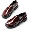 DREAM PAIRS Womens Loafers, Lug Sole Slip On Platform Chunky Penny Loafers for Women Dressy and Work, Business Casual Shoes for Women(Burgundy-pat)