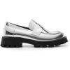 DREAM PAIRS Womens Loafers, Lug Sole Slip On Platform Chunky Penny Loafers for Women Dressy and Work, Business Casual Shoes for Women(Silver-pat)