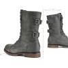DREAM PAIRS Women’s Mid Calf Built-in Wallet Pocket Lace up Military Combat Boots(Classic Grey)