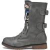 DREAM PAIRS Women’s Mid Calf Built-in Wallet Pocket Lace up Military Combat Boots(Classic Grey)