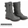 DREAM PAIRS Women’s Mid Calf Built-in Wallet Pocket Lace up Military Combat Boots(Grey-pu)