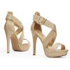 DREAM PAIRS Women’s Open Toe High Stilettos Platform Party Pump Heel Sandals Charlotte(C-gold/Glitter)