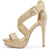 DREAM PAIRS Women’s Open Toe High Stilettos Platform Party Pump Heel Sandals Charlotte(C-gold/Glitter)