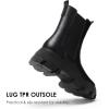 DREAM PAIRS Women’s Platform Chelsea Boots Lug Sole Combat Mid Calf Slip On Chunky Ankle Booties(Black/Pu)