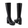 DREAM PAIRS Women’s Platform Knee High Boots Chunky Block Heel Side Zipper Cute Gogo Boots(Black-pu)