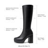 DREAM PAIRS Women’s Platform Knee High Boots Chunky Block Heel Side Zipper Cute Gogo Boots(Black-pu)