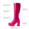 DREAM PAIRS Women’s Platform Knee High Boots Chunky Block Heel Side Zipper Cute Gogo Boots(Hot Pink)