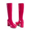 DREAM PAIRS Women’s Platform Knee High Boots Chunky Block Heel Side Zipper Cute Gogo Boots(Hot Pink)