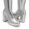 DREAM PAIRS Women’s Platform Knee High Boots Chunky Block Heel Side Zipper Cute Gogo Boots(Silver-pu)