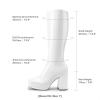 DREAM PAIRS Women’s Platform Knee High Boots Chunky Block Heel Side Zipper Cute Gogo Boots(White-pat)