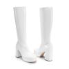 DREAM PAIRS Women’s Platform Knee High Boots Chunky Block Heel Side Zipper Cute Gogo Boots(White-pat)