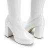 DREAM PAIRS Women’s Platform Knee High Boots Chunky Block Heel Side Zipper Cute Gogo Boots(White-pat)
