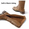 DREAM PAIRS Women’s Pu Knee High Riding Combat Boots(Georgia-camel)