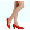 DREAM PAIRS Women’s Pumps Kitten Heel Pointed Toe Shoes for Women Comfortable Office Work Dress Shoes(Red/Suede)