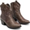 DREAM PAIRS Women’s Western Cowboy Cowgirl Embroidered Ankle Boots Fashion Low chunky Heel Round Toe Fall Short Booties Shoes(Brown)