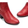 DREAM PAIRS Women’s Western Cowboy Cowgirl Embroidered Ankle Boots Fashion Low chunky Heel Round Toe Fall Short Booties Shoes(Red)