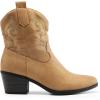 DREAM PAIRS Women’s Western Cowboy Cowgirl Embroidered Ankle Boots Fashion Low chunky Heel Round Toe Fall Short Booties Shoes(Tan)