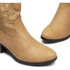 DREAM PAIRS Women’s Western Cowboy Cowgirl Embroidered Ankle Boots Fashion Low chunky Heel Round Toe Fall Short Booties Shoes(Tan)