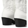 DREAM PAIRS Women’s Western Cowboy Cowgirl Embroidered Ankle Boots Fashion Low chunky Heel Round Toe Fall Short Booties Shoes(White)