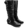 DREAM PAIRS Women’s Wide Calf Knee High Boots, Fur-lined Low Hidden Wedge Boots(Black)