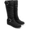 DREAM PAIRS Women’s Wide Calf Knee High Boots, Fur-lined Low Hidden Wedge Boots(Black/Suede)