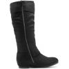 DREAM PAIRS Women’s Wide Calf Knee High Boots, Fur-lined Low Hidden Wedge Boots(Black/Suede)