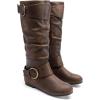 DREAM PAIRS Women’s Wide Calf Knee High Boots, Fur-lined Low Hidden Wedge Boots(Brown)