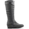DREAM PAIRS Women’s Wide Calf Knee High Boots, Fur-lined Low Hidden Wedge Boots(Grey Suede/Wide Calf)