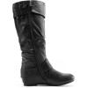 DREAM PAIRS Women’s Wide Calf Knee High Boots, Fur-lined Low Hidden Wedge Boots(Ura-black-wide-calf)