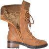 DREAM PAIRS Women’s Winter Lace up Mid Calf Combat Riding Military Boots(Camel)